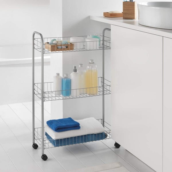 Supporto mobile con 3 ripiani Ascona Slim De Luxe, altezza 84 cm - Metaltex-image-3