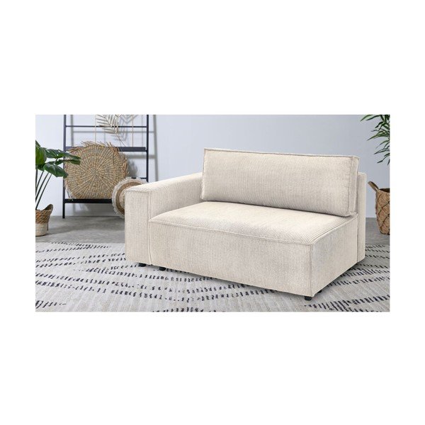 Modulo divano in velluto a coste color crema, angolo sinistro Nihad modular - Bobochic Paris-image-1