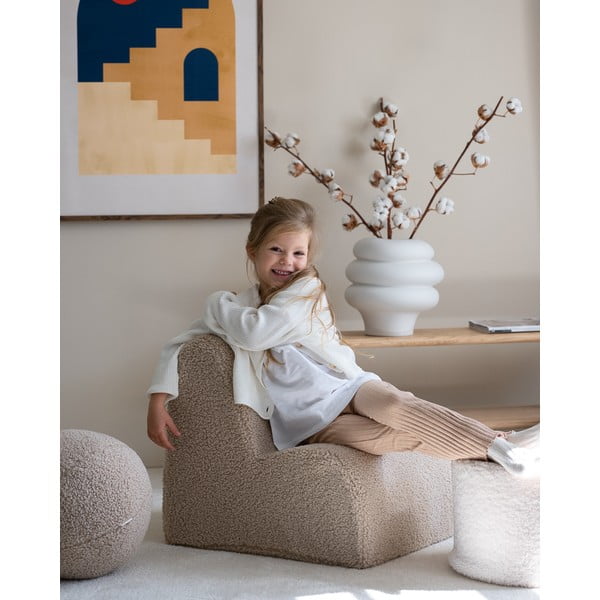 Poltrona per bambini marrone chiaro con rivestimento in bouclé Cloud – Wigiwama-image-2