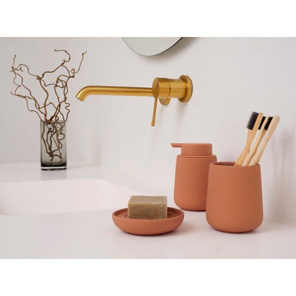 Tazza in gres arancione per spazzolini da denti Nova One - Zone-image-1