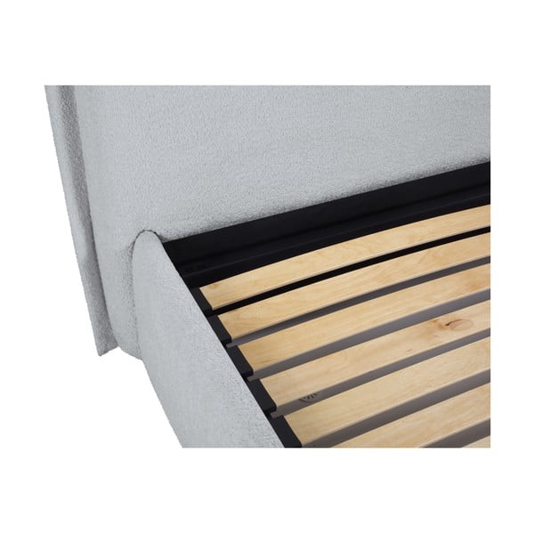 Letto matrimoniale imbottito grigio con contenitore e doghe 180x200 cm Armie - Milo Casa-image-4