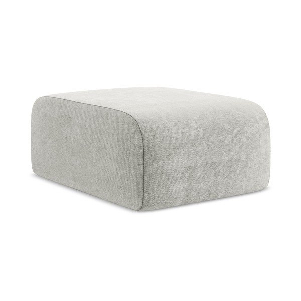 Poggiapiedi grigio chiaro con rivestimento in ciniglia Lani – Makamii