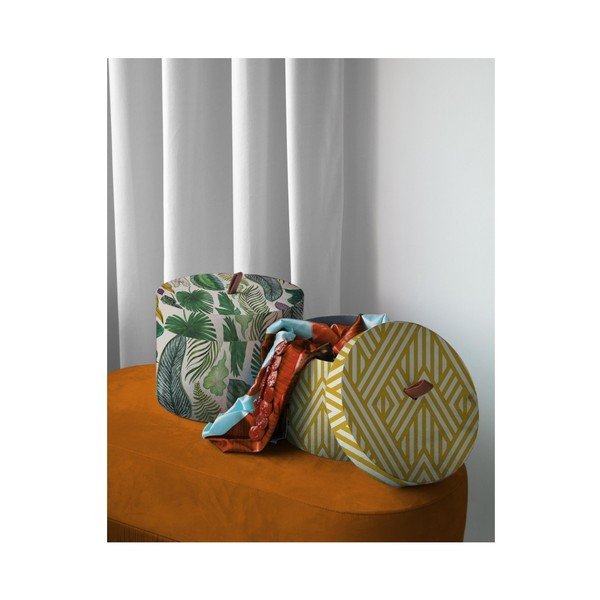 Set di 2 scatole rotonde in velluto Leaves - Velvet Atelier-image-1