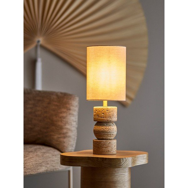 Lampada da tavolo di colore naturale in pietra con paralume in tessuto (altezza totale 53 cm) Marci – Bloomingville-image-2