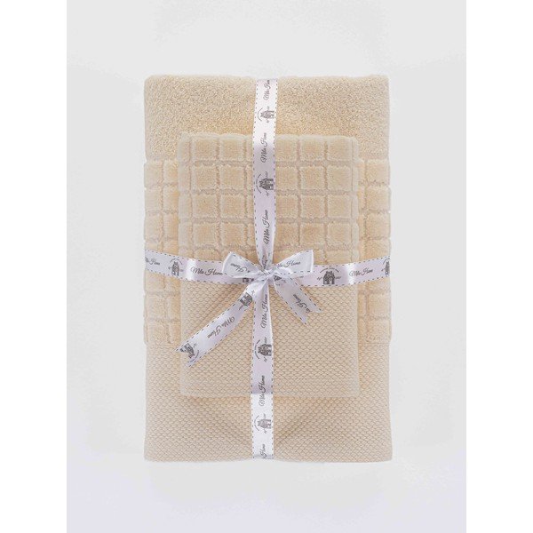 Set di asciugamani per viso e corpo tipo terry bianchi in cotone 2 pz Square – Mila Home-image-3