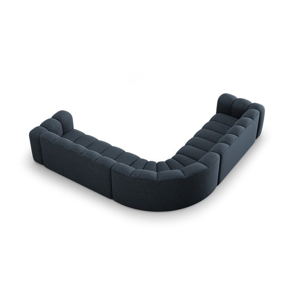 Divano angolare componibile blu con rivestimento in ciniglia Lupine – Micadoni -image-3