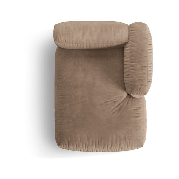 Parte divano componibile marrone chiaro (con penisola a destra) con rivestimento in velluto Martina – Micadoni -image-3