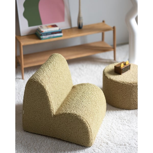 Poltrona per bambini verde con rivestimento in bouclé Cloud – Wigiwama-image-2