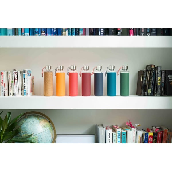 Borraccia in vetro con custodia in silicone beige, 600 ml G-Bottle - Black + Blum-image-4