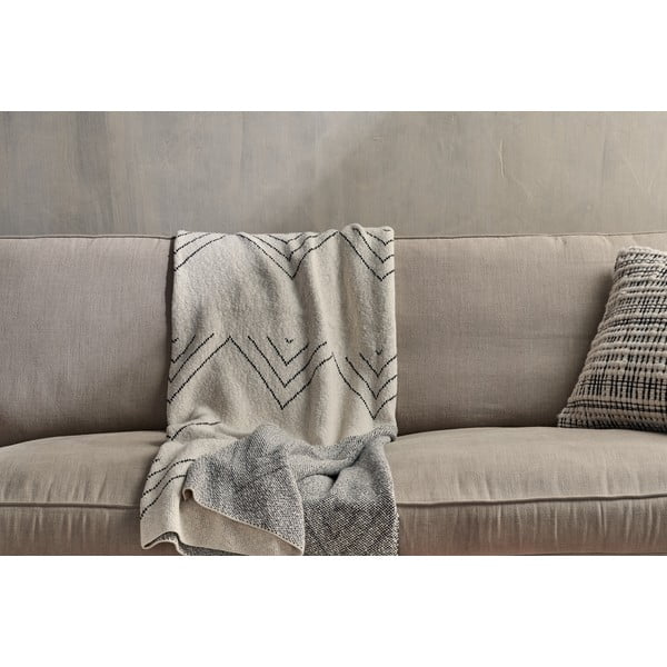 Coperta in cotone beige e nero Peak, 180 x 125 cm Kosumi - Nkuku-image-1