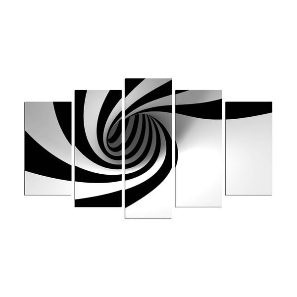 Quadro a spirale in bianco e nero in più parti, 110 x 60 cm - Charm