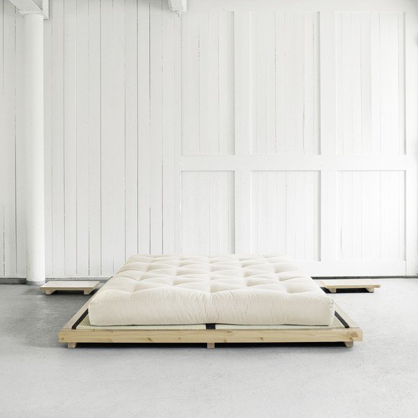 Dvoulůžková postel z borovicového dřeva s matrací a tatami Karup Design Dock Comfort Mat Natural Clear/Natural, 140 x 200 cm-image-4