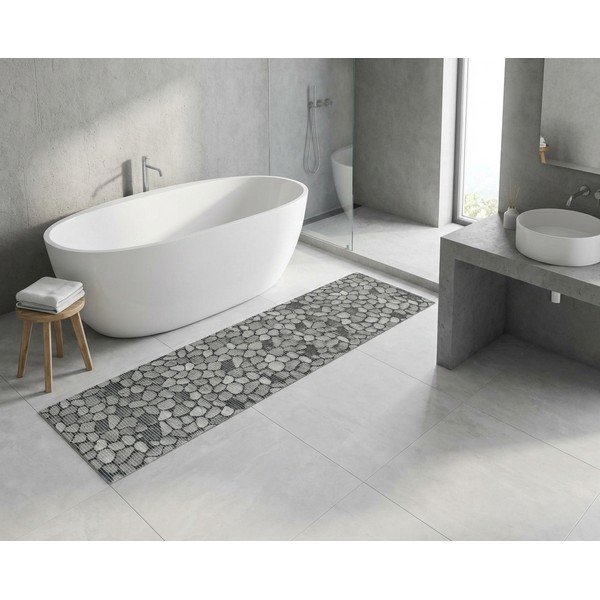 Tappetino da bagno in plastica grigio 65x200 cm Sassi - Wenko-image-1