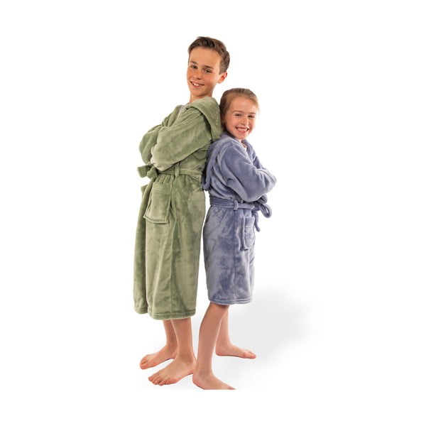 Accappatoio per bambini verde in micropile 122-128 Delux – Tiseco Home Studio-image-4