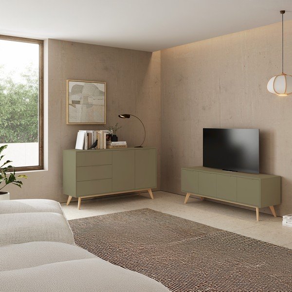 Mobile TV verde opaco 140x53x40 cm Campus – Marckeric-image-1