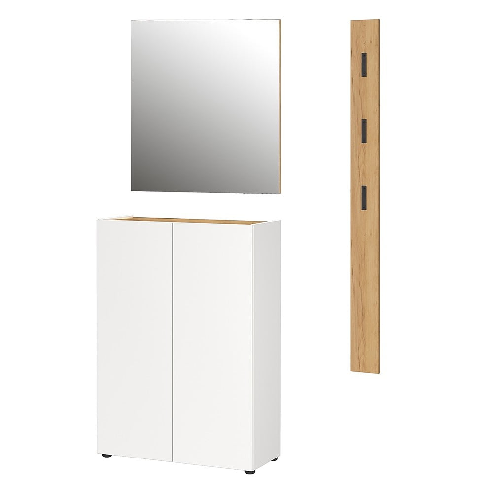 Set di mobili da ingresso bianco con effetto rovere 104x200x33 cm Alviano – Germania | Set di mobili da ingresso