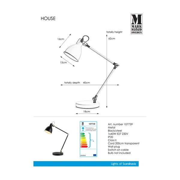 Lampada da tavolo nera Tavolo nero House - Markslöjd-image-2