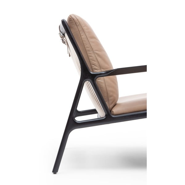 Poltrona in pelle nera e beige Dedo - Gazzda-image-4