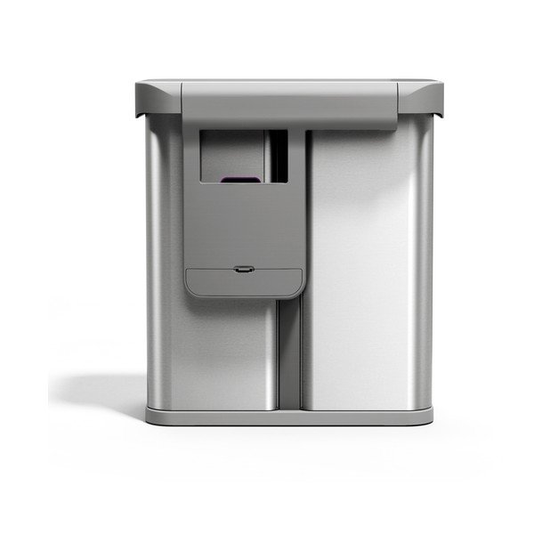 Cestino per la spazzatura argentato in acciaio per raccolta differenziata/con sensori contactless 34+24 l Dual Sensor – simplehuman-image-2