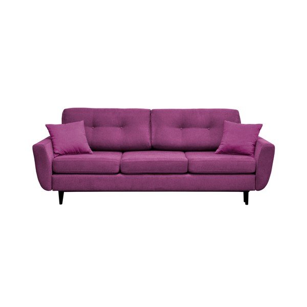 Divano letto a tre posti viola con gambe nere Jasmin - Mazzini Sofas-image-2