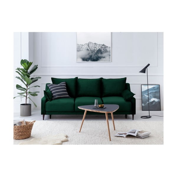 Divano letto in velluto verde scuro con contenitore, 215 cm Freesia - Mazzini Sofas-image-4
