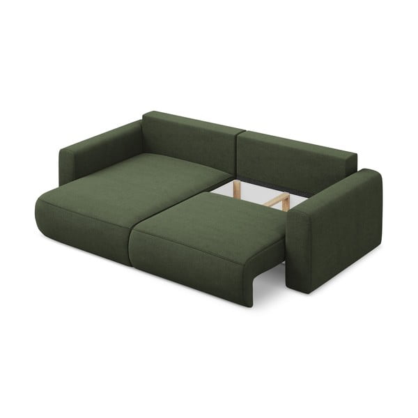 Divano angolare color kaki allungabile/con contenitore (con penisola a sinistra/con chaise lounge) Kapua – Makamii-image-3