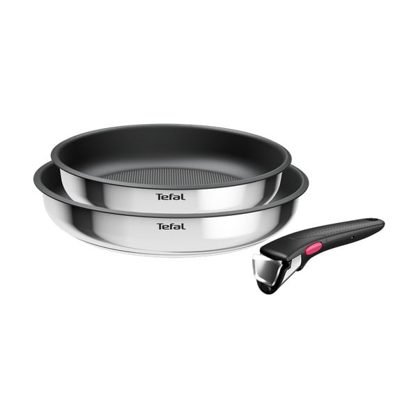 Padelle in set in acciaio inox con superficie antiaderente/con manico rimovibile 2 pz ø 26 cm INGENIO Cook Eat L8813S75 – Tefal