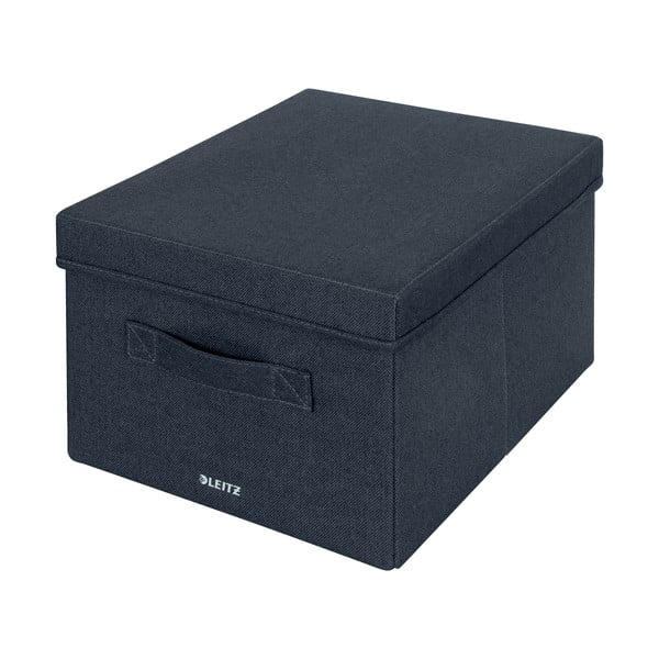 Set di 2 scatole in tessuto grigio scuro con coperchio 28,5x38x20 cm - Leitz