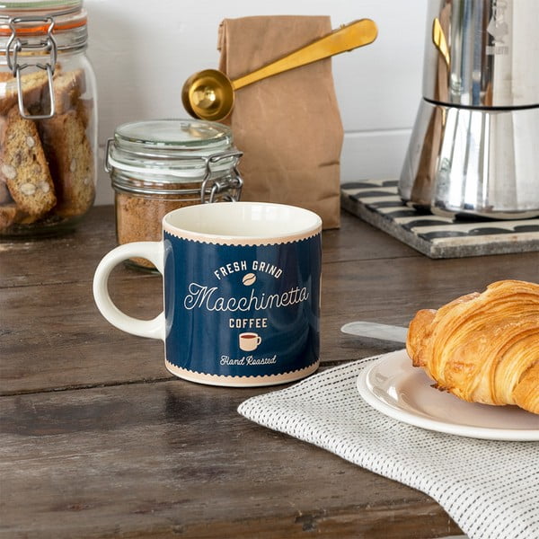 Tazza blu scuro/color crema in ceramica 350 ml Macchinetta – Rex London-image-1