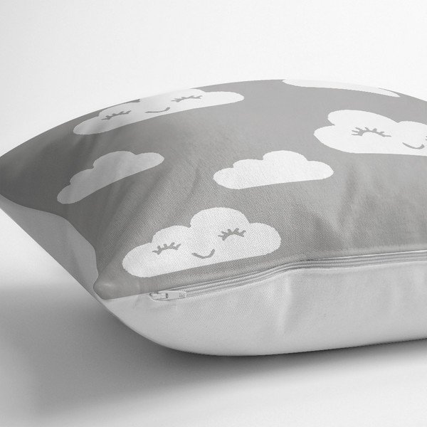 Federa in misto cotone Sfondo grigio Nuvola, 45 x 45 cm - Minimalist Cushion Covers-image-2
