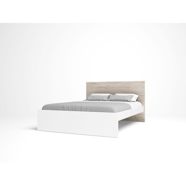 Letto matrimoniale in rovere bianco/naturale 140x190 cm Sahara - Marckeric-image-3