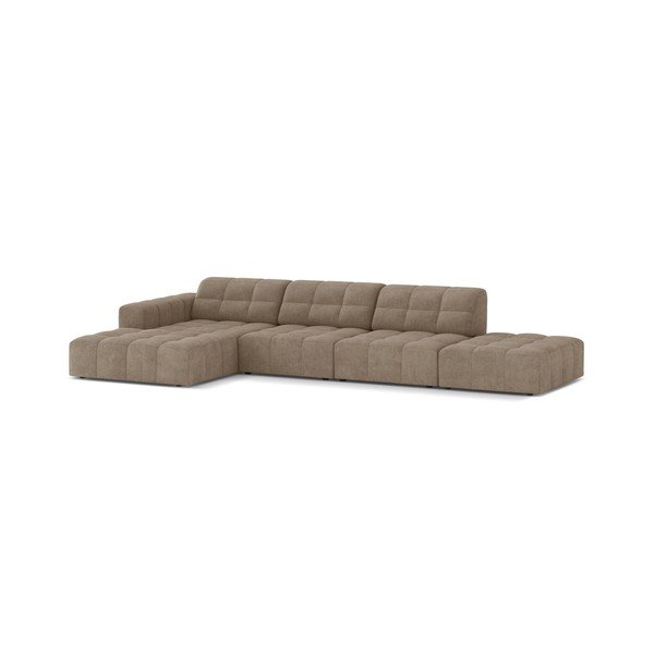 Divano angolare beige (con penisola a sinistra/con chaise lounge) con rivestimento in ciniglia Chicago – Cosmopolitan Design-image-1