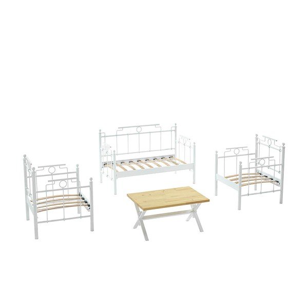 Set da giardino in bianco e grigio scuro per 4 persone Hatkus - Floriane Garden-image-2