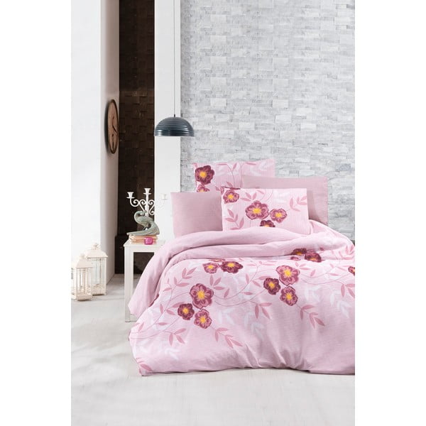 Biancheria da letto singola estesa rosa con lenzuolo Dahlia - Mila Home