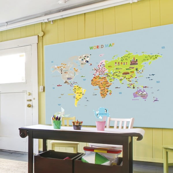 Adesivo per bambini per muro 120x150 cm Giant World Map – Ambiance-image-4