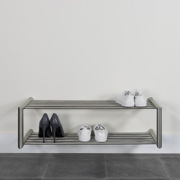 Scarpiera argentata in metallo da parete 80x23x33,5 cm Soenz – Spinder Design-image-3