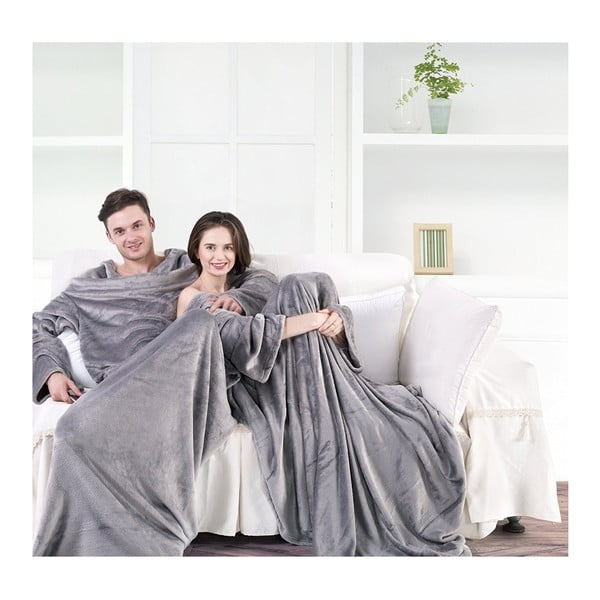 Coperta TV in microfibra grigia Lazy, 200 x 170 cm - DecoKing-image-3