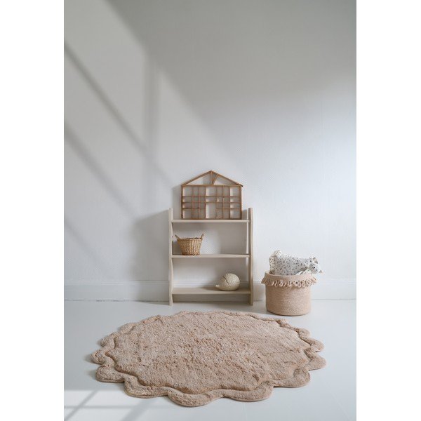 Tappeto rotondo in rosa chiaro in cotone lavabile e tessuto a mano ø 110 cm Sweet April Nude – Nattiot-image-2