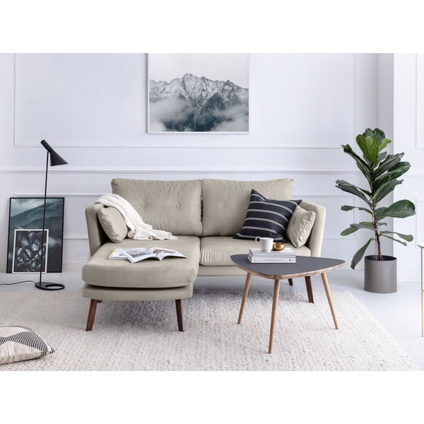 Divano a tre posti Elena, beige chiaro, con lettino nell'angolo a sinistra - Mazzini Sofas-image-1