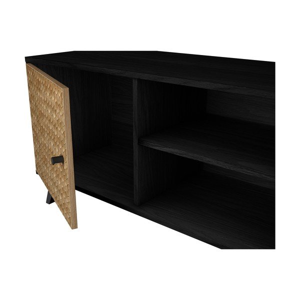 Tavolo TV nero in legno esotico 136x53 cm Hanoi - Marckeric-image-1