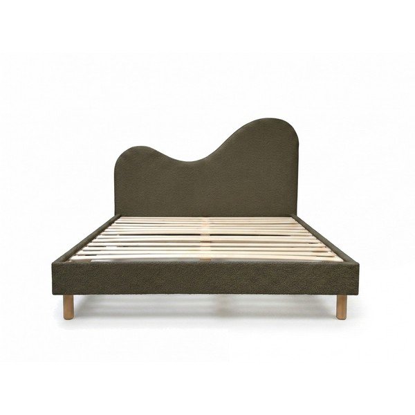 Letto matrimoniale imbottito verde imbottito con rete inclusa 180x200 cm Celina – Bobochic Paris