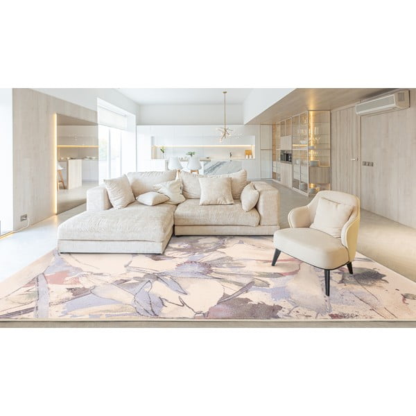 Tappeto in lana crema 133x180 cm Lilia - Agnella-image-1