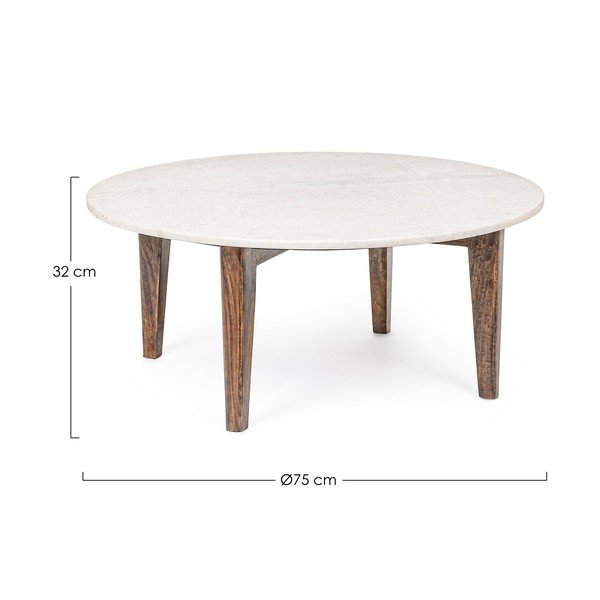 Tavolino da salotto rotondo bianco/di colore naturale con piano in marmo ø 75 cm Sylvester – Bizzotto-image-2