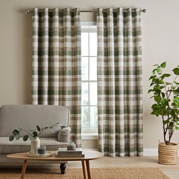 Tende verdi e beige in set da 2 168x183 cm - Catherine Lansfield-image-1