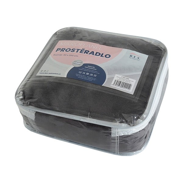 Lenzuolo di microflanella grigio scuro 180x200 cm Exclusive - B.E.S.-image-1