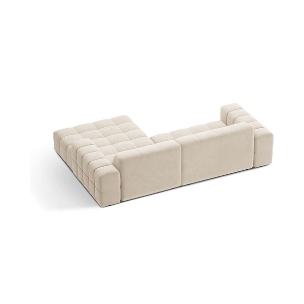 Divano angolare color crema (con penisola a destra/con chaise lounge) con rivestimento in velluto Chicago – Cosmopolitan Design-image-2