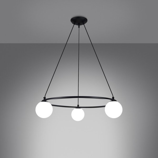 Lampadario bianco/nero con paralume in vetro Umerta – Sollux-image-2