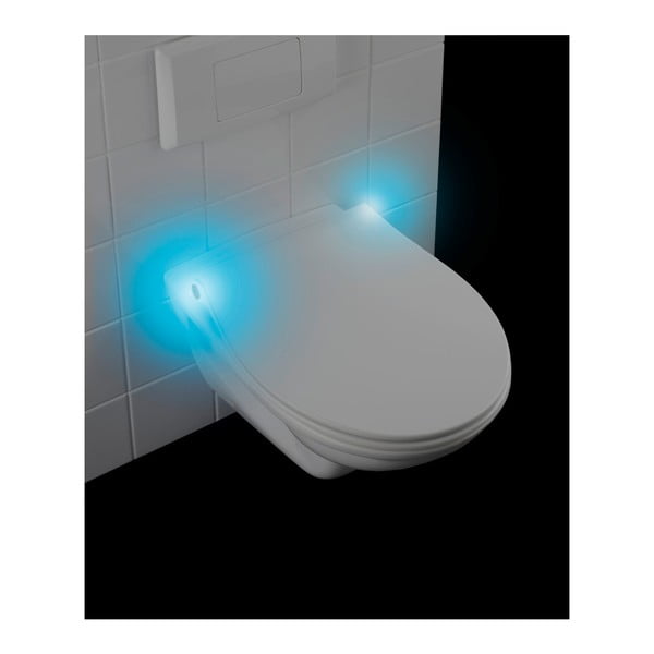 Sedile per wc bianco con luci LED e chiusura facilitata Gubbio, 44 x 36,8 cm - Wenko