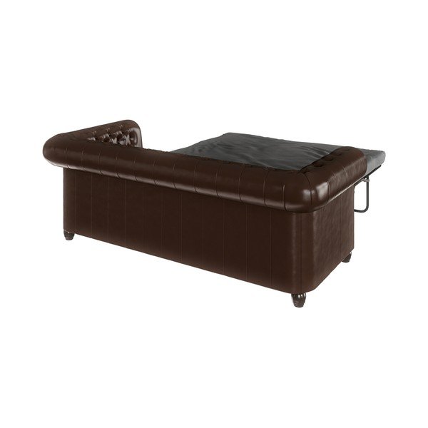 Divano letto marrone scuro in similpelle 203 cm York - Ropez-image-4