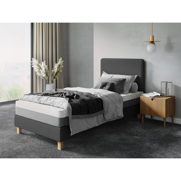 Letto singolo imbottito grigio scuro con rete 90x200 cm - Cosmopolitan Design-image-4